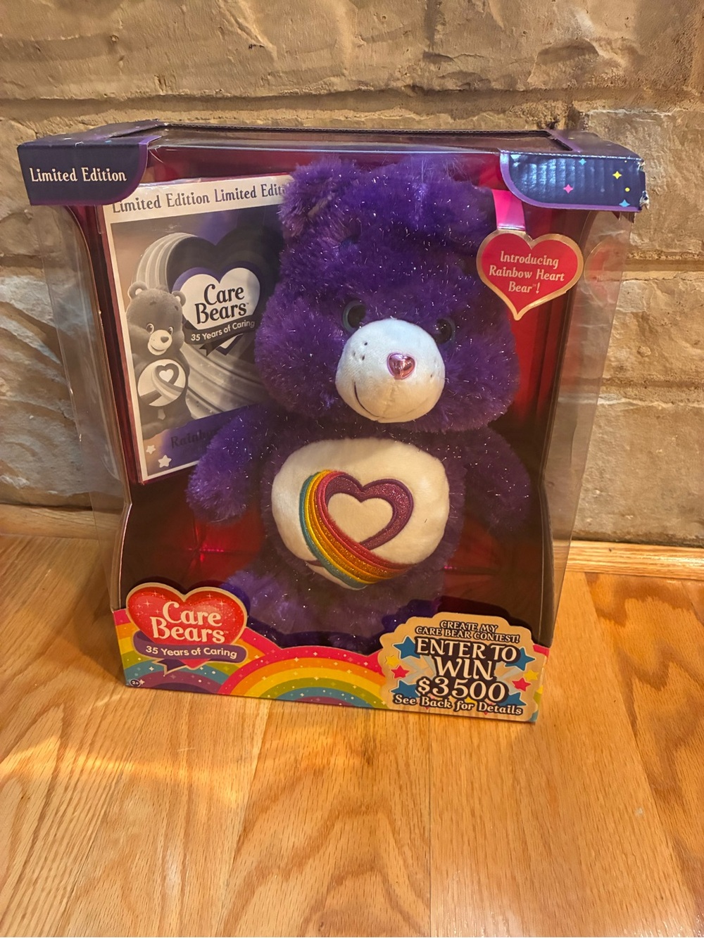 Care Bears Rainbow Heart Bear Plush - Purple with Multicolor Belly Badge